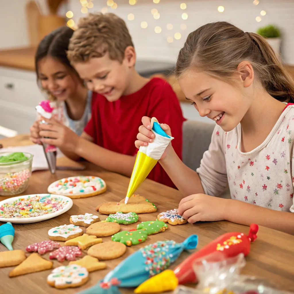 Children decorating cookies