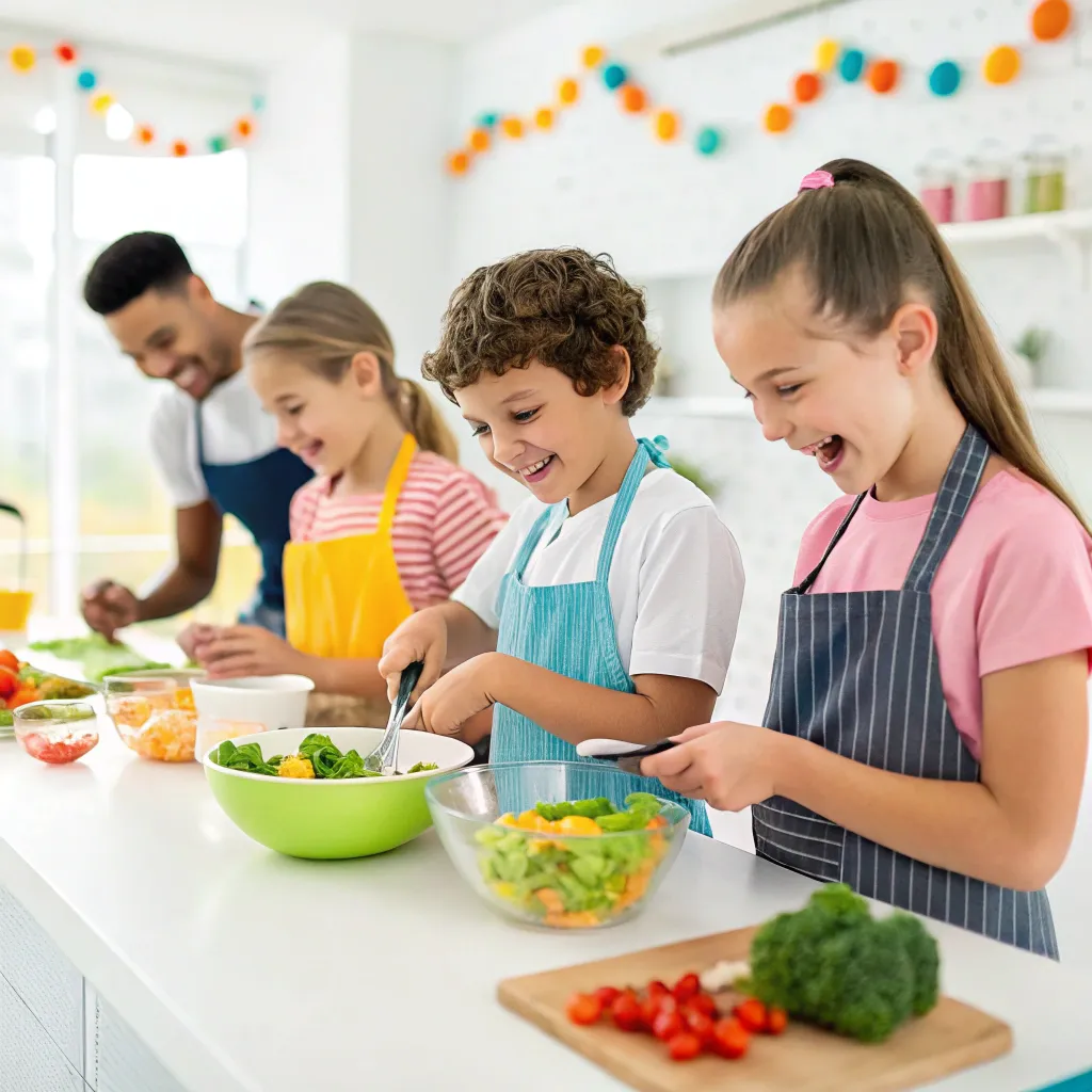 Children enjoying cooking class
