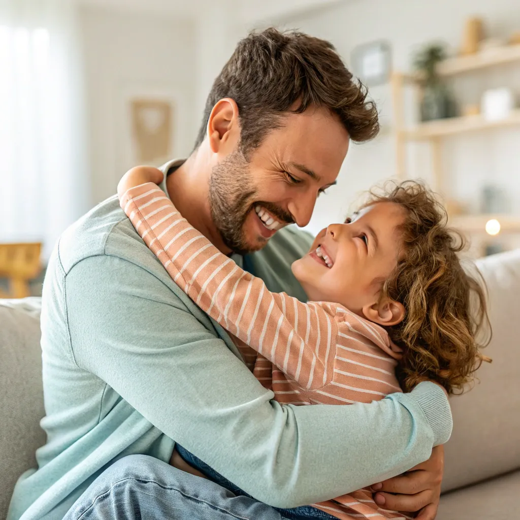 Smiling parent with a child